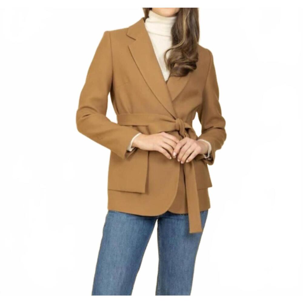 NEW JESSIE LIU women's belted short coat in camel